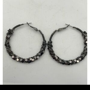 Elegant Black and Silver Hoop Earrings